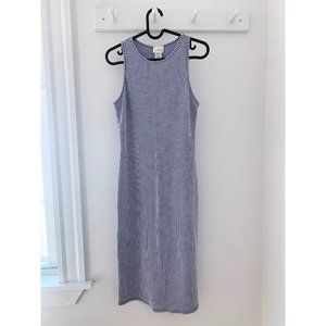 Caution to the Wind Women's Bodycon Blue & White Stripe Midi Tank Dress Size M